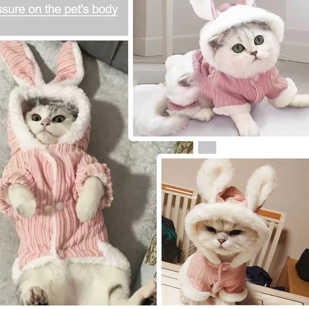 NWT dog bunny costume Dog Cat Ribbed pink with white fleece Halloween costume